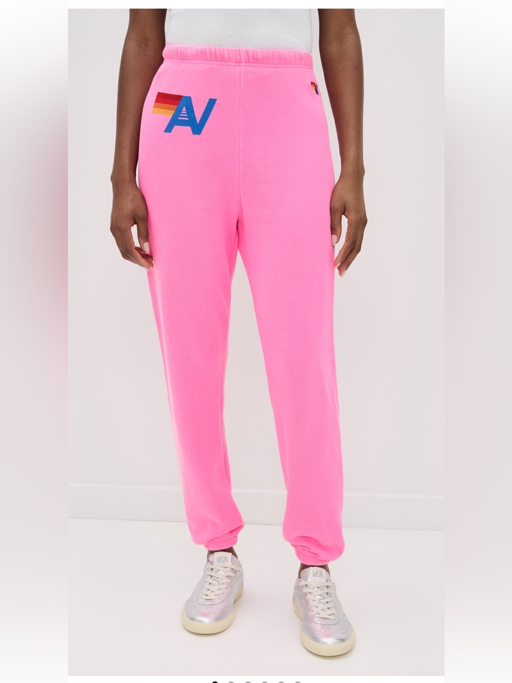 NWT Aviator Nation 'Logo' Neon Hot Pink Joggers (XS) Current Retail: $156
